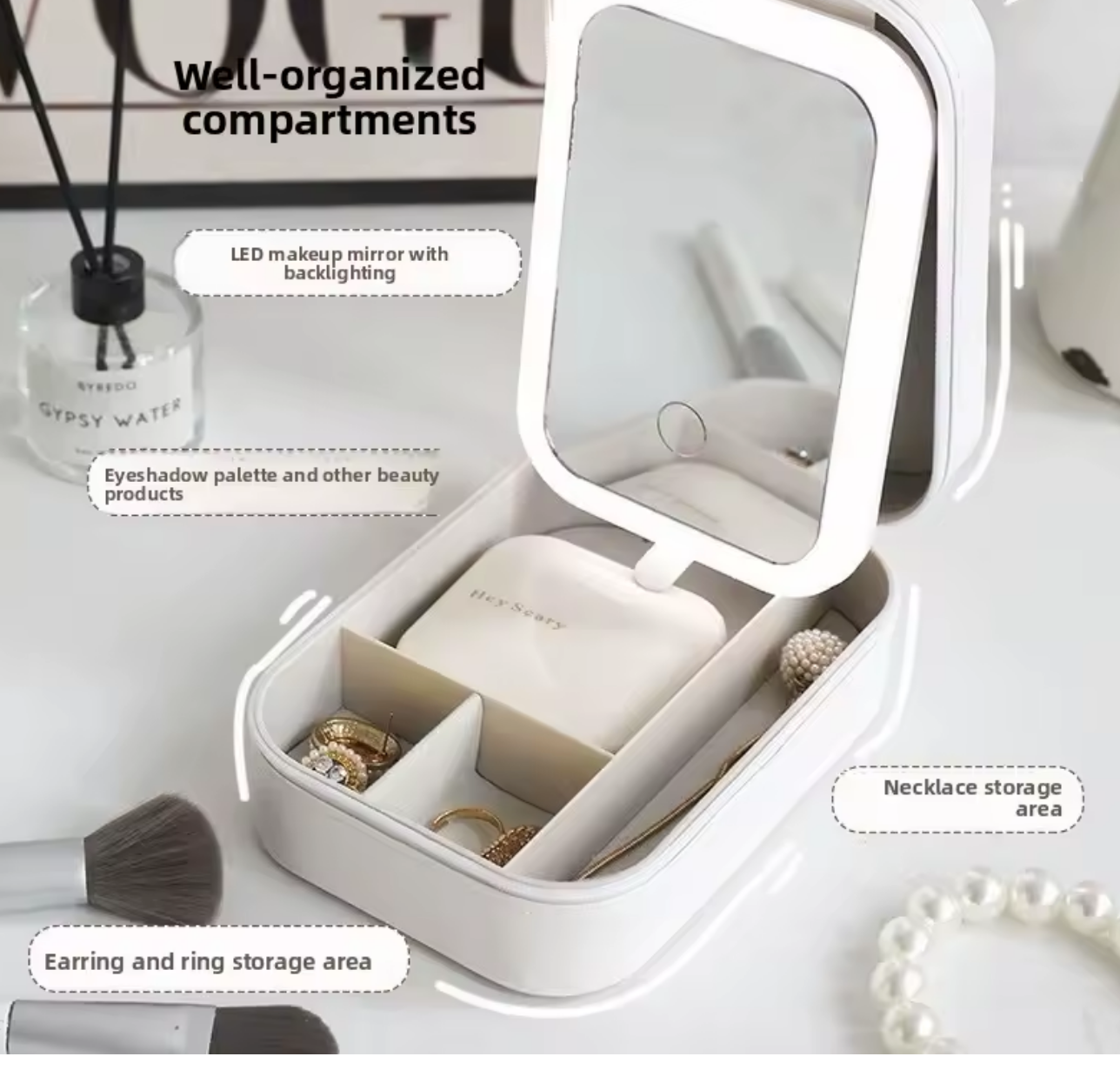 Smart Makeup Case with LED Mirror