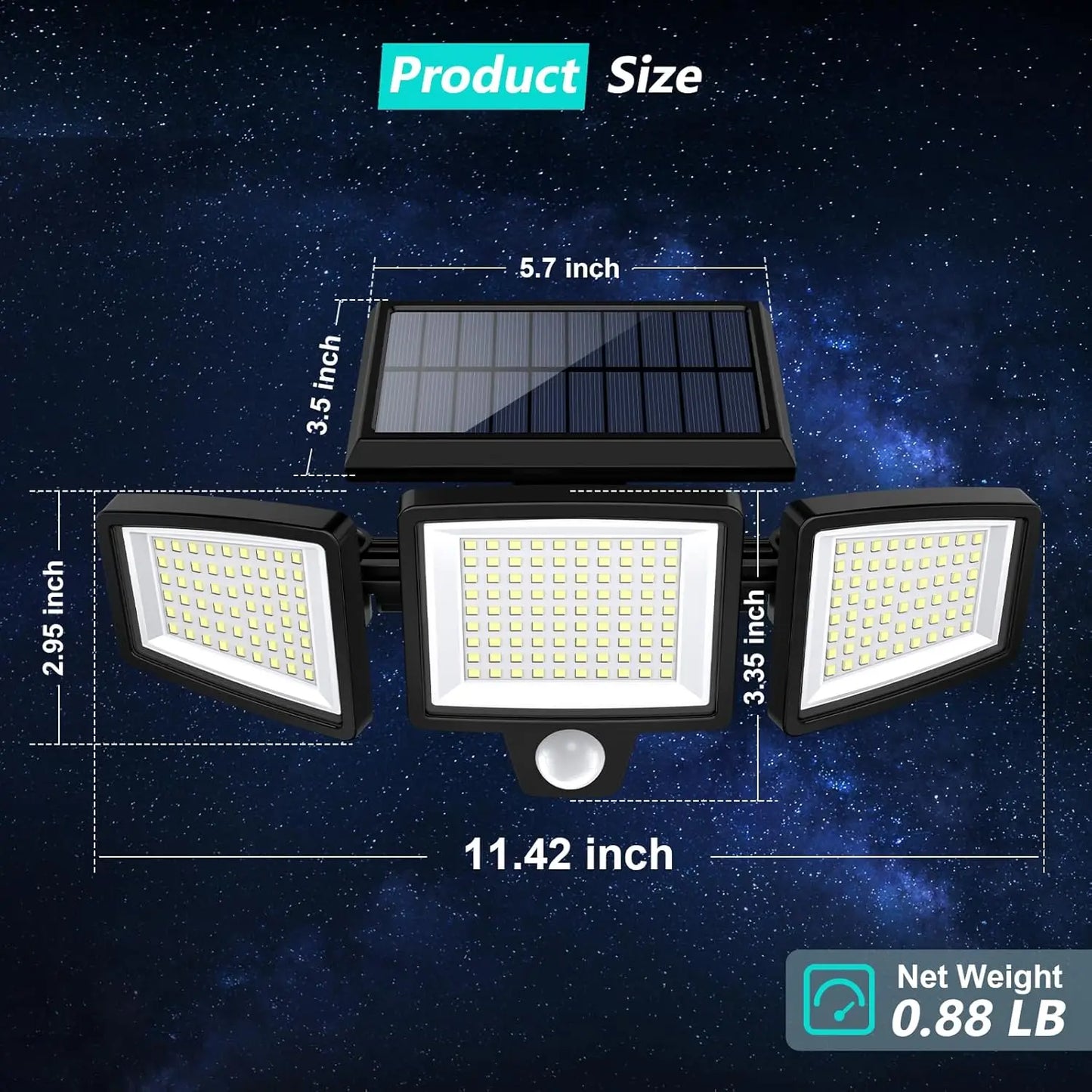 Triple Head Solar Light