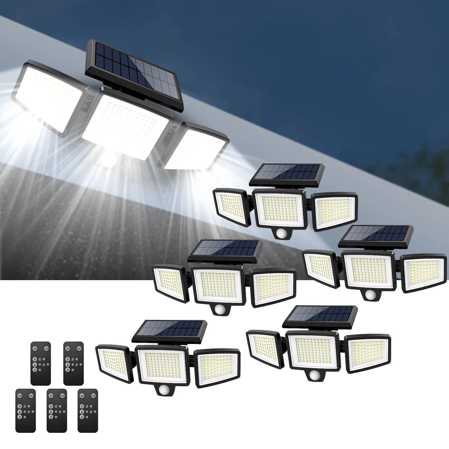 Triple Head Solar Light