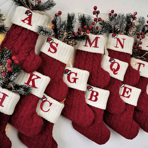 Christmas Socks Decor With Initial